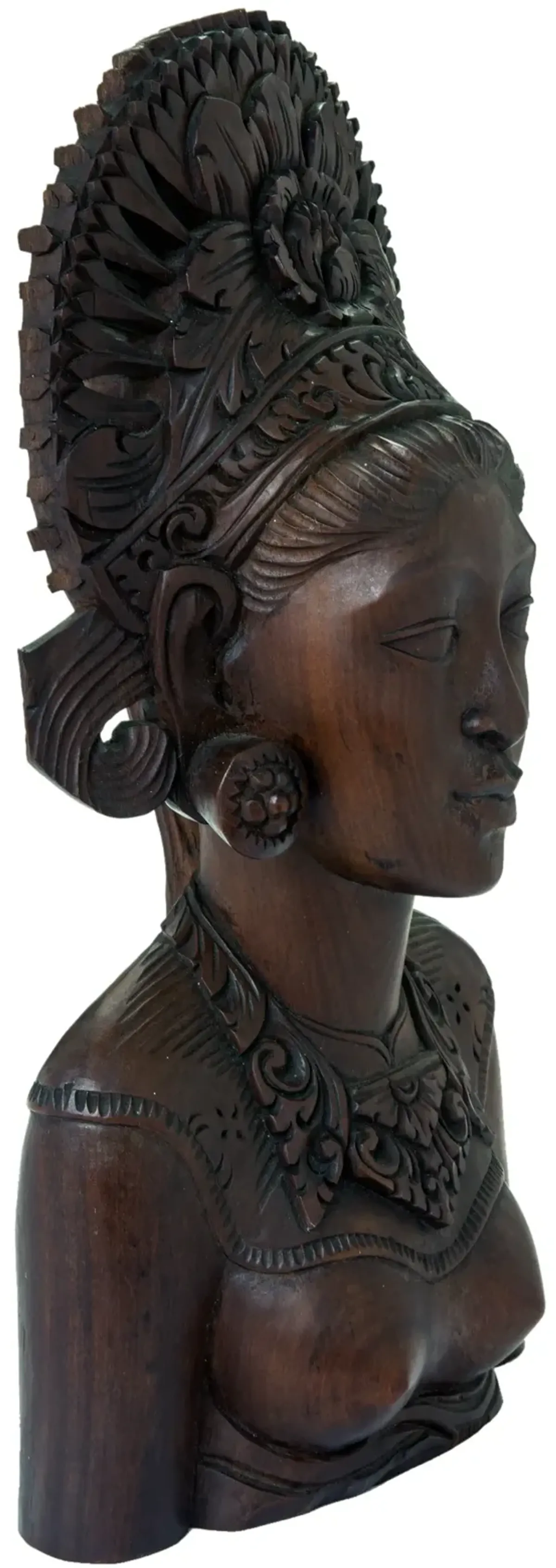 Indonesian Hand Carved Female Bust - Fleur de Lex Antiques - Brown