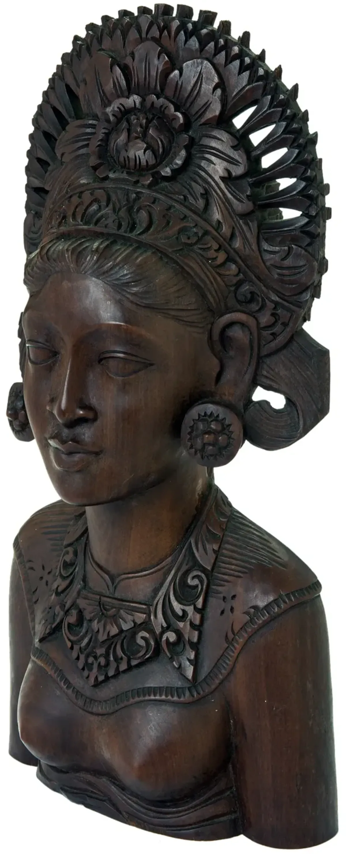 Indonesian Hand Carved Female Bust - Fleur de Lex Antiques - Brown