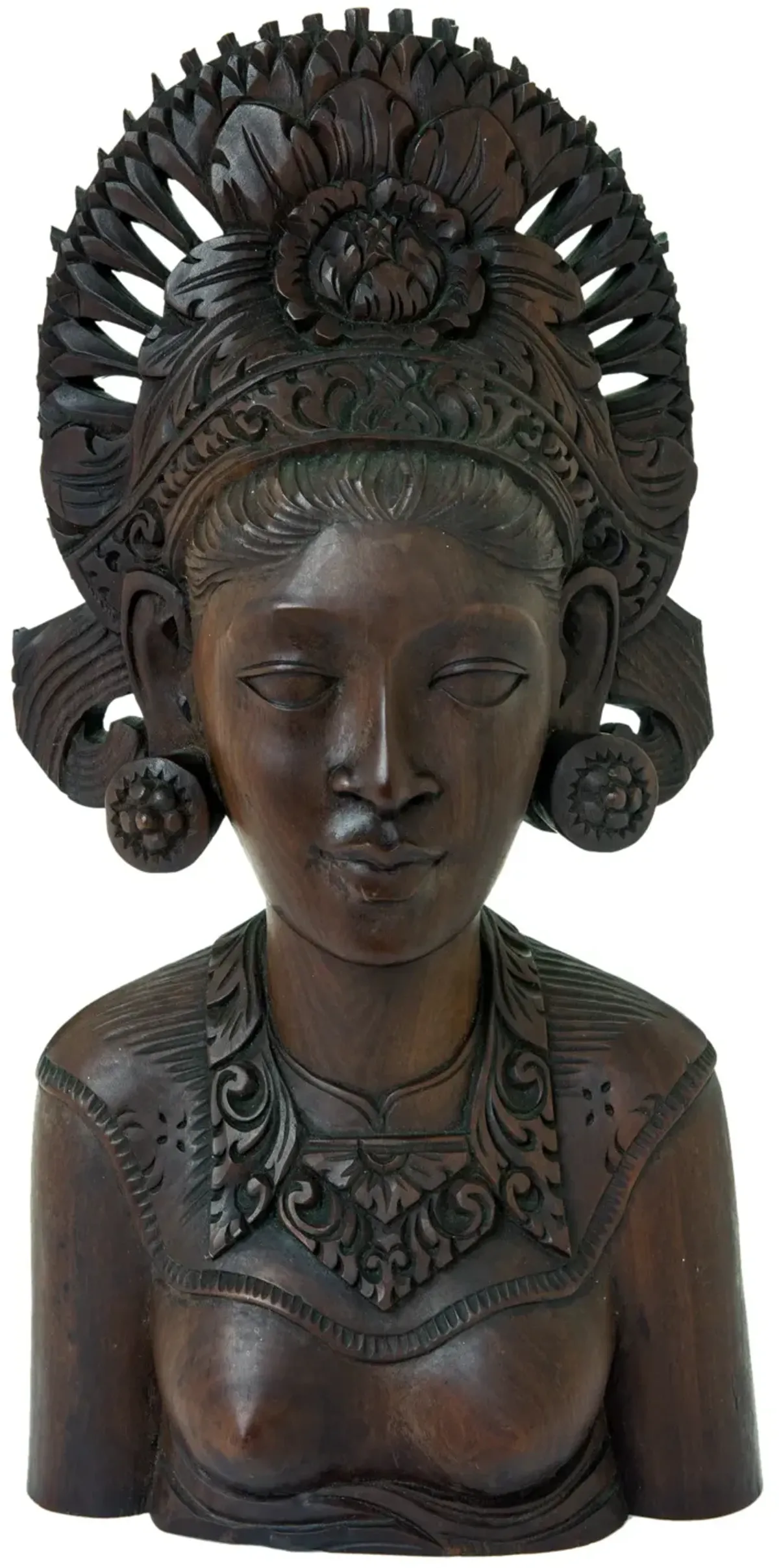 Indonesian Hand Carved Female Bust - Fleur de Lex Antiques - Brown