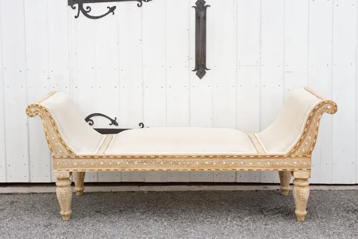 Bleached Wood Anglo-Indian Inlay Chaise - de-cor - Brown - Comfortable, Sturdy, Stylish