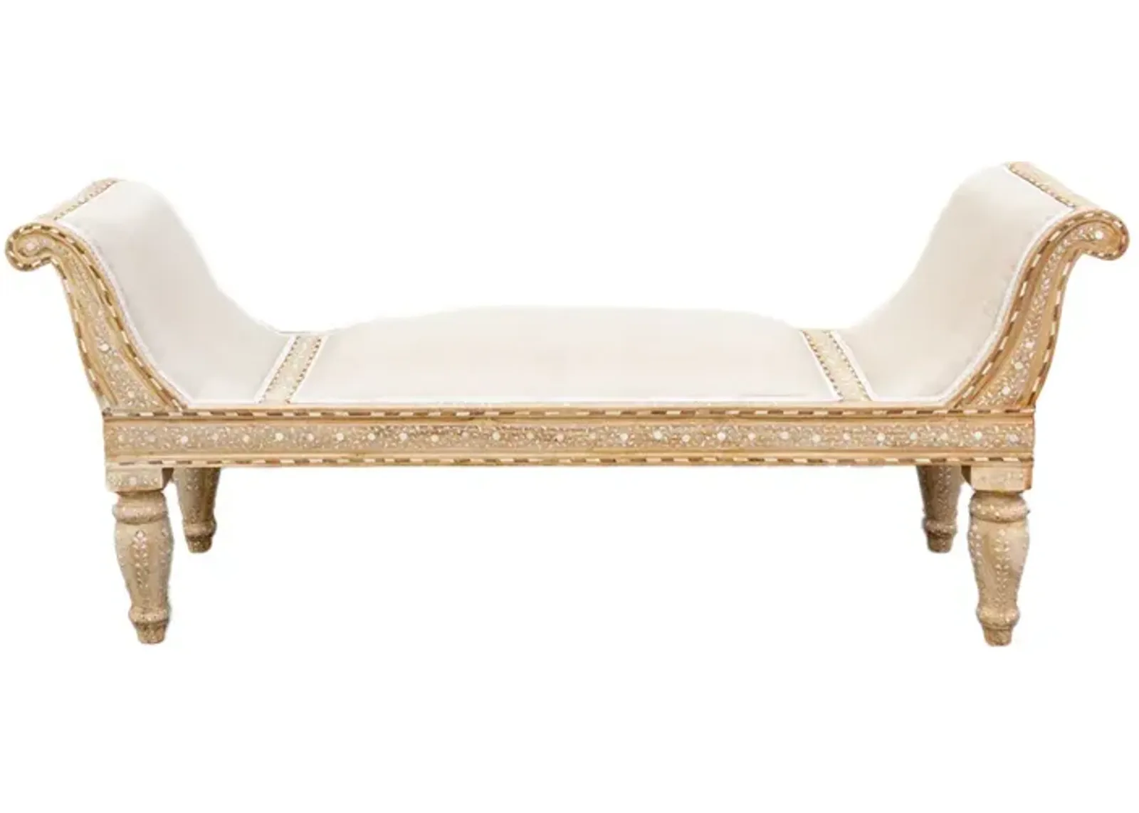 Bleached Wood Anglo-Indian Inlay Chaise - de-cor - Brown - Comfortable, Sturdy, Stylish