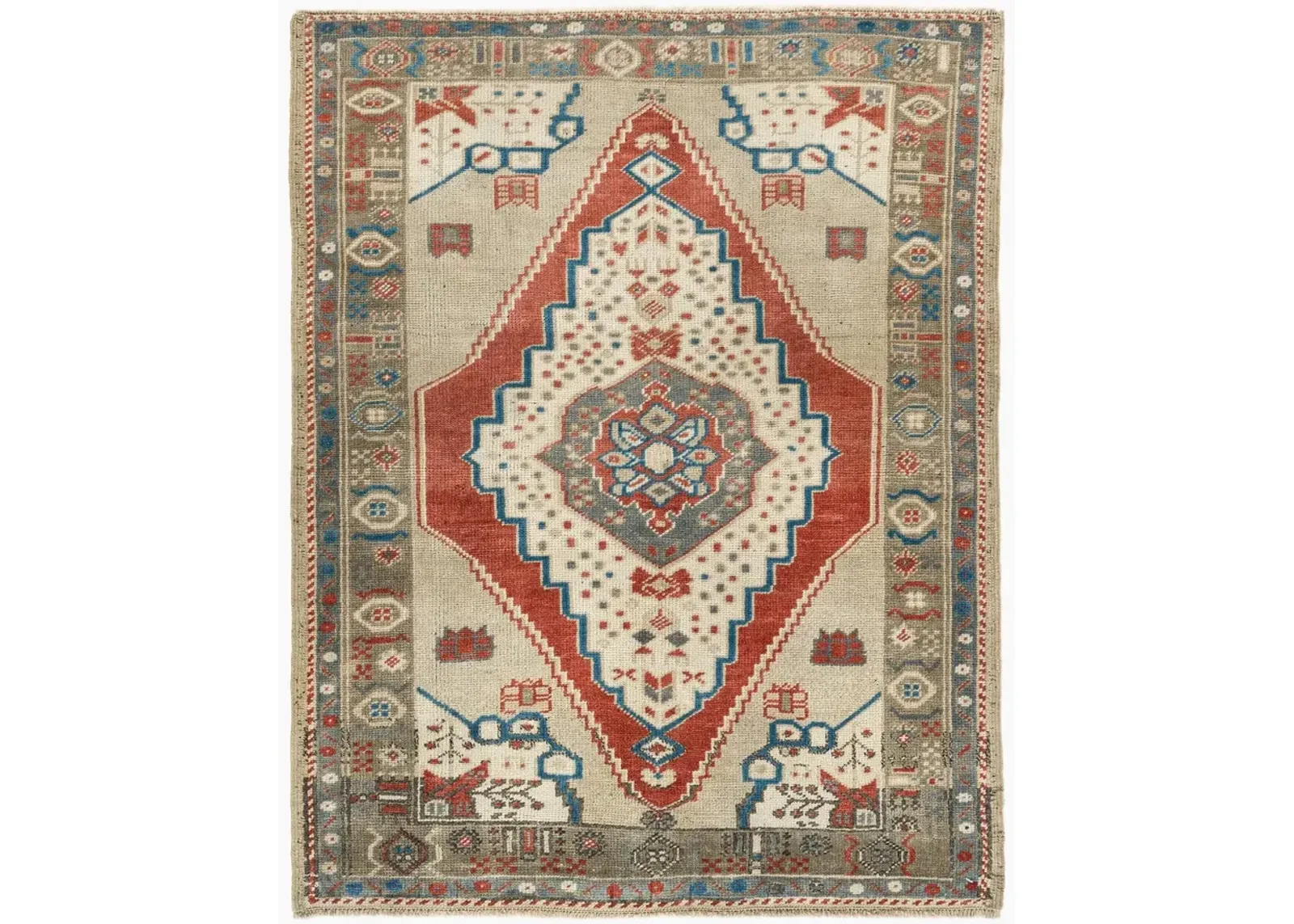 Turkish Oushak Area Rug 2'11 X 3'9 - Red - Red