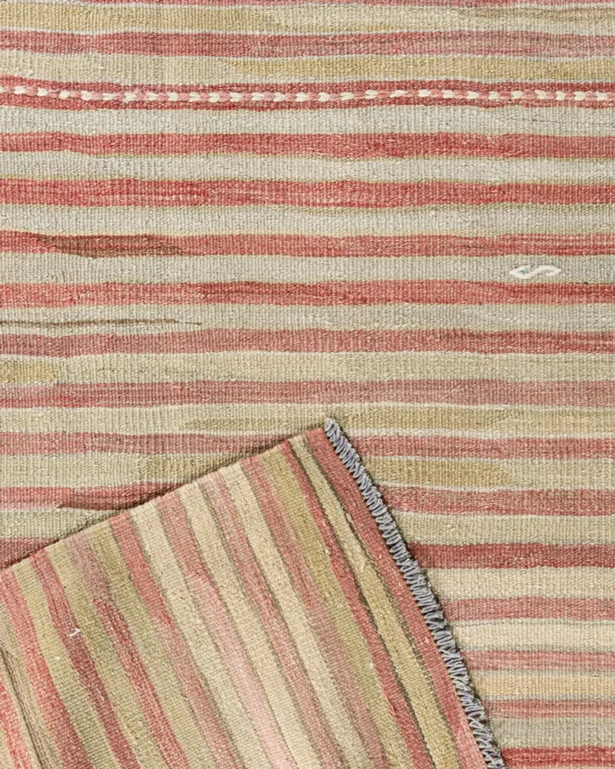 Turkish Kilim Area Rug 4'9 X 9'4 - Red - Red