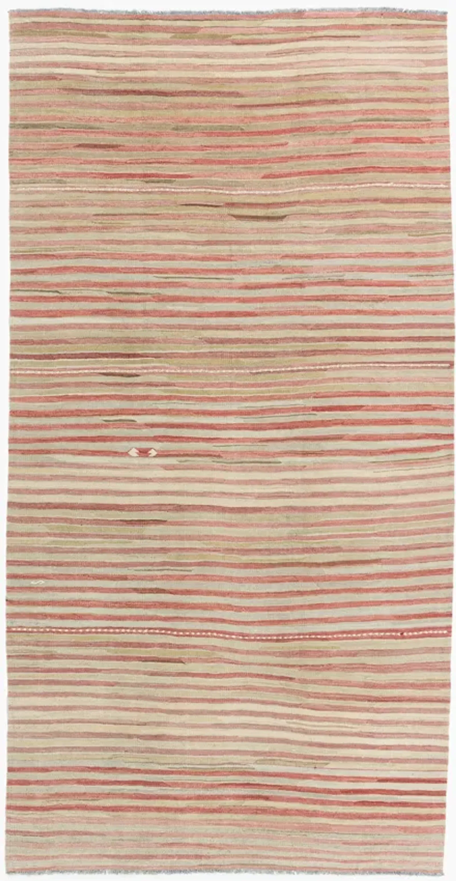 Turkish Kilim Area Rug 4'9 X 9'4 - Red - Red