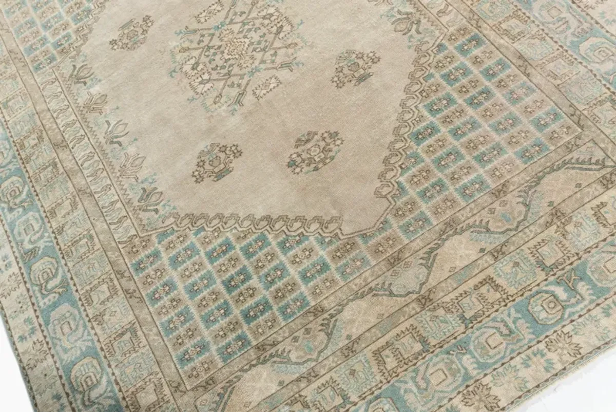 Oushak Rug Lightly Distressed 6'4 X 8' - Blue - Blue