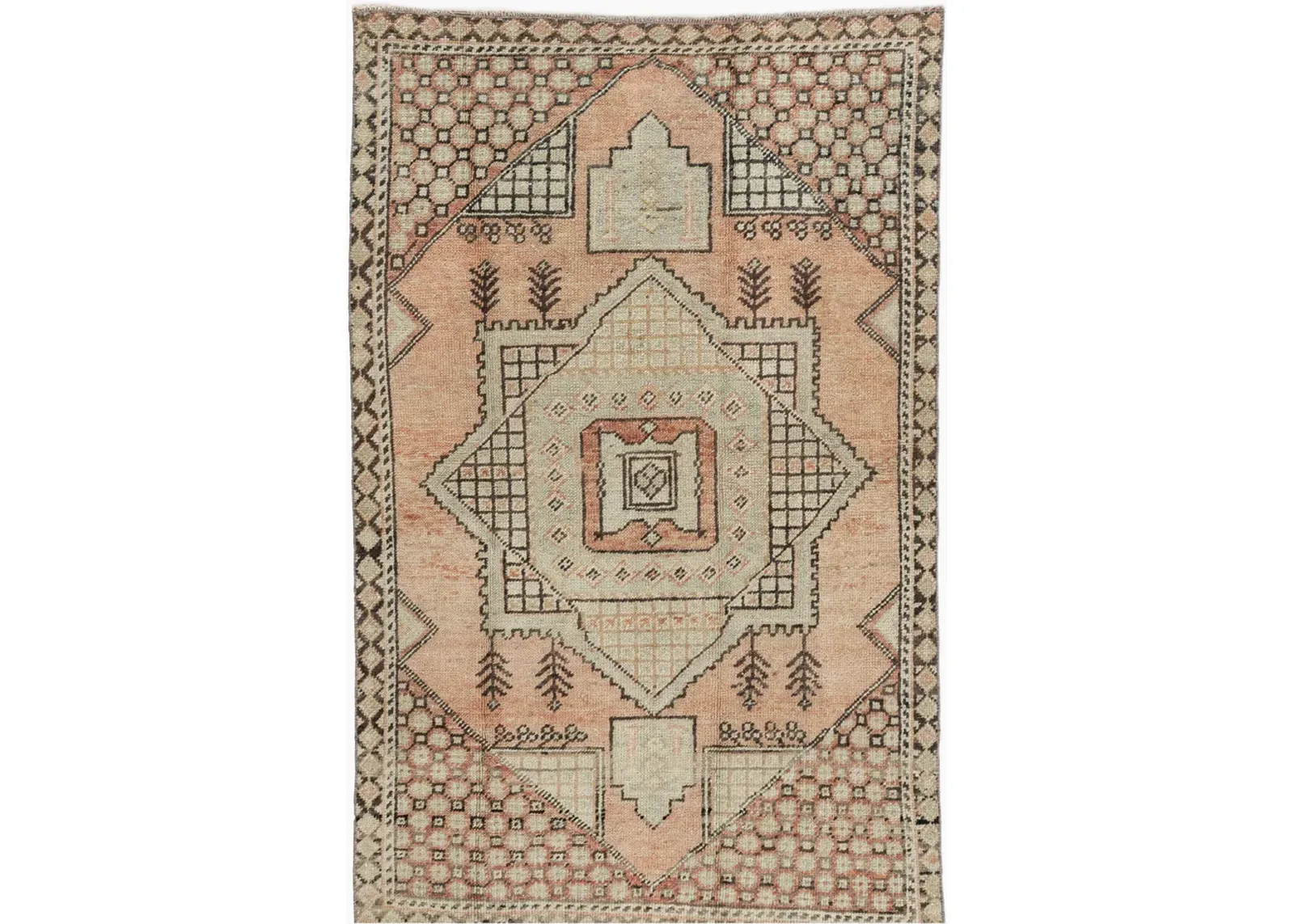 Turkish Oushak Area Rug - 3'7 X 5'8 - Pink - Pink