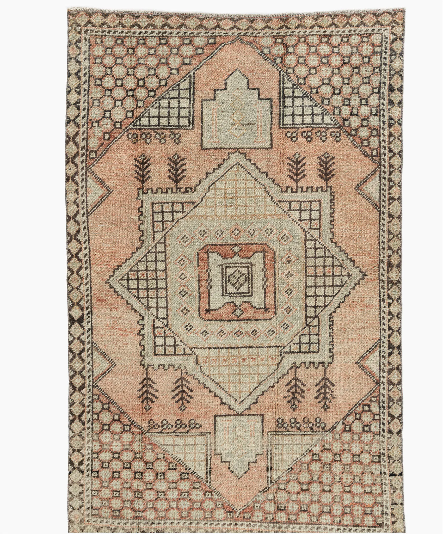 Turkish Oushak Area Rug - 3'7 X 5'8 - Pink - Pink