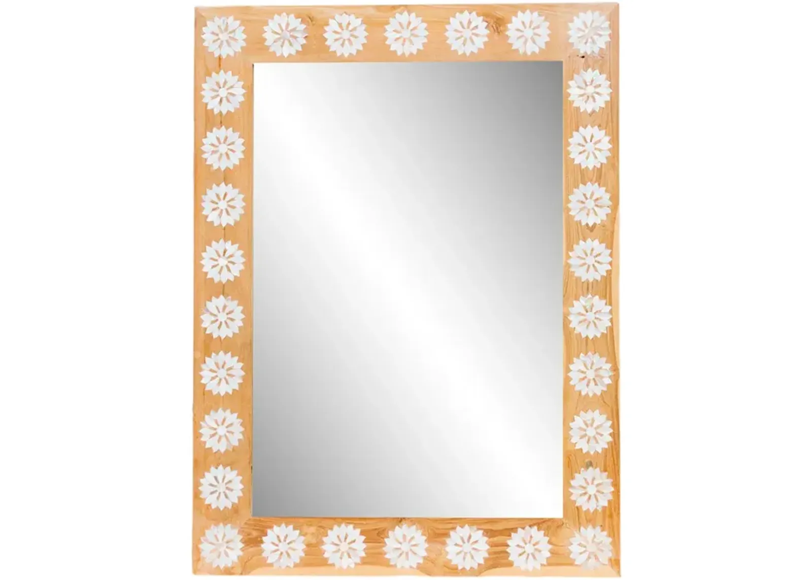 Modern Farmhouse Inlay Blossom Mirror - de-cor - Brown