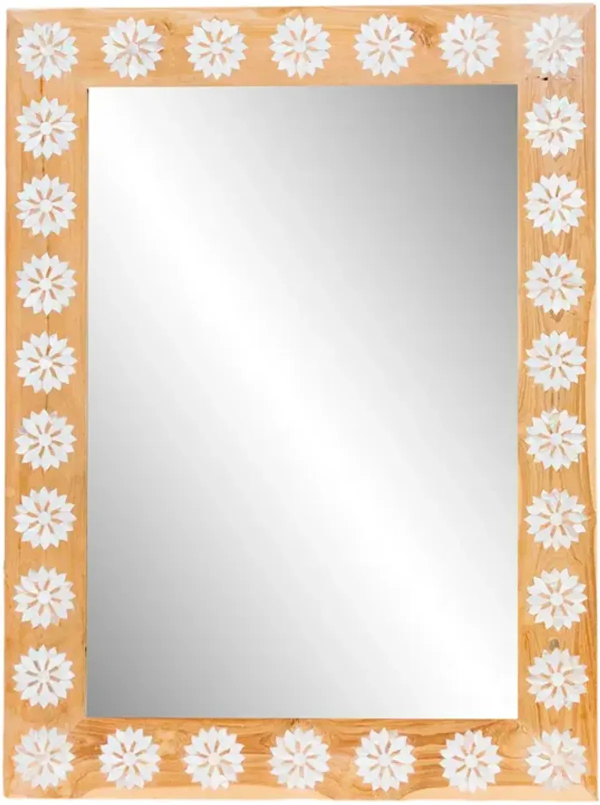 Modern Farmhouse Inlay Blossom Mirror - de-cor - Brown