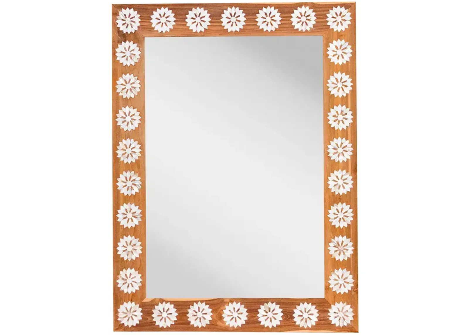 Teak Mother of Pearl Blossom Mirror - de-cor - Brown