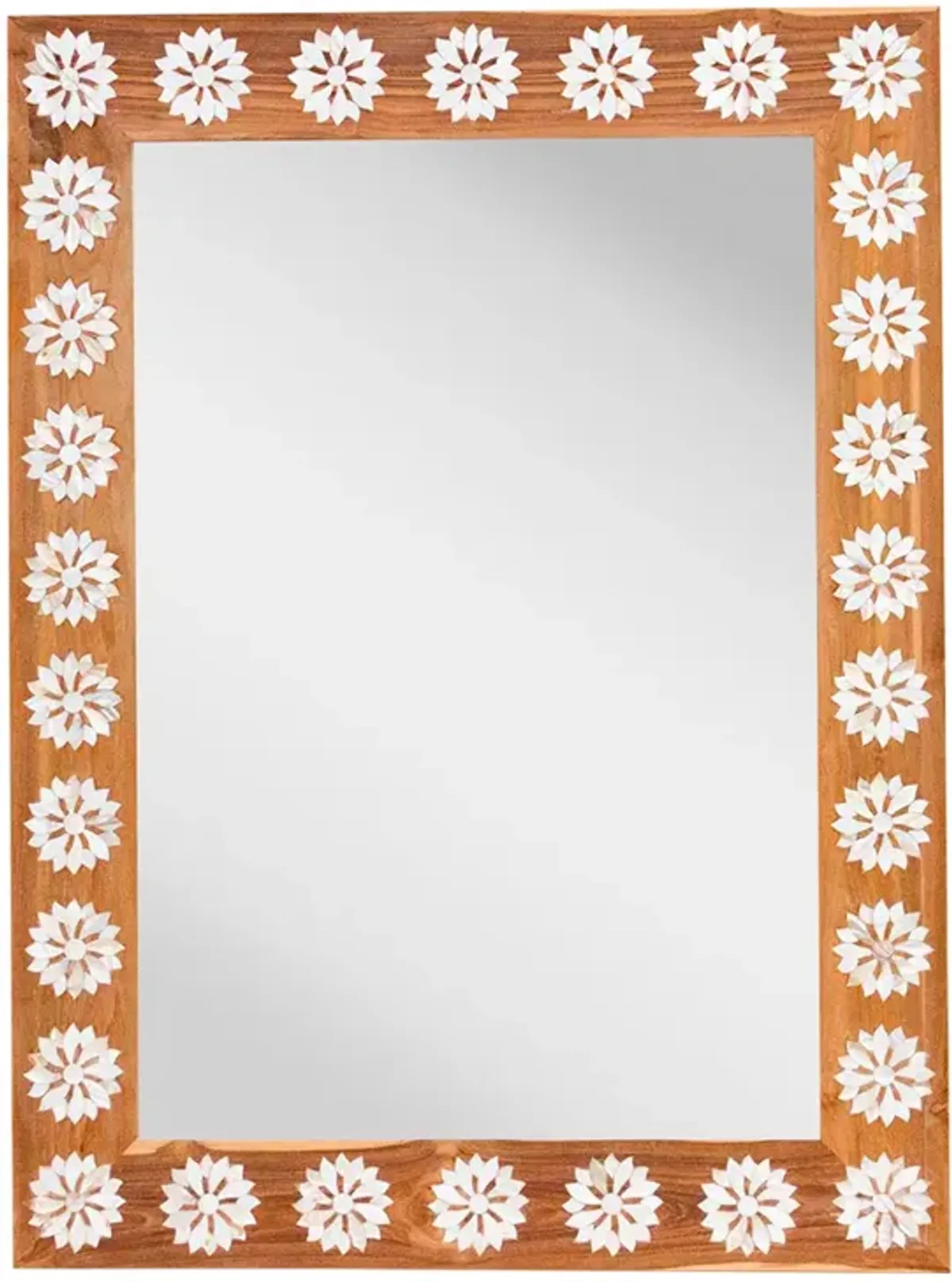 Teak Mother of Pearl Blossom Mirror - de-cor - Brown