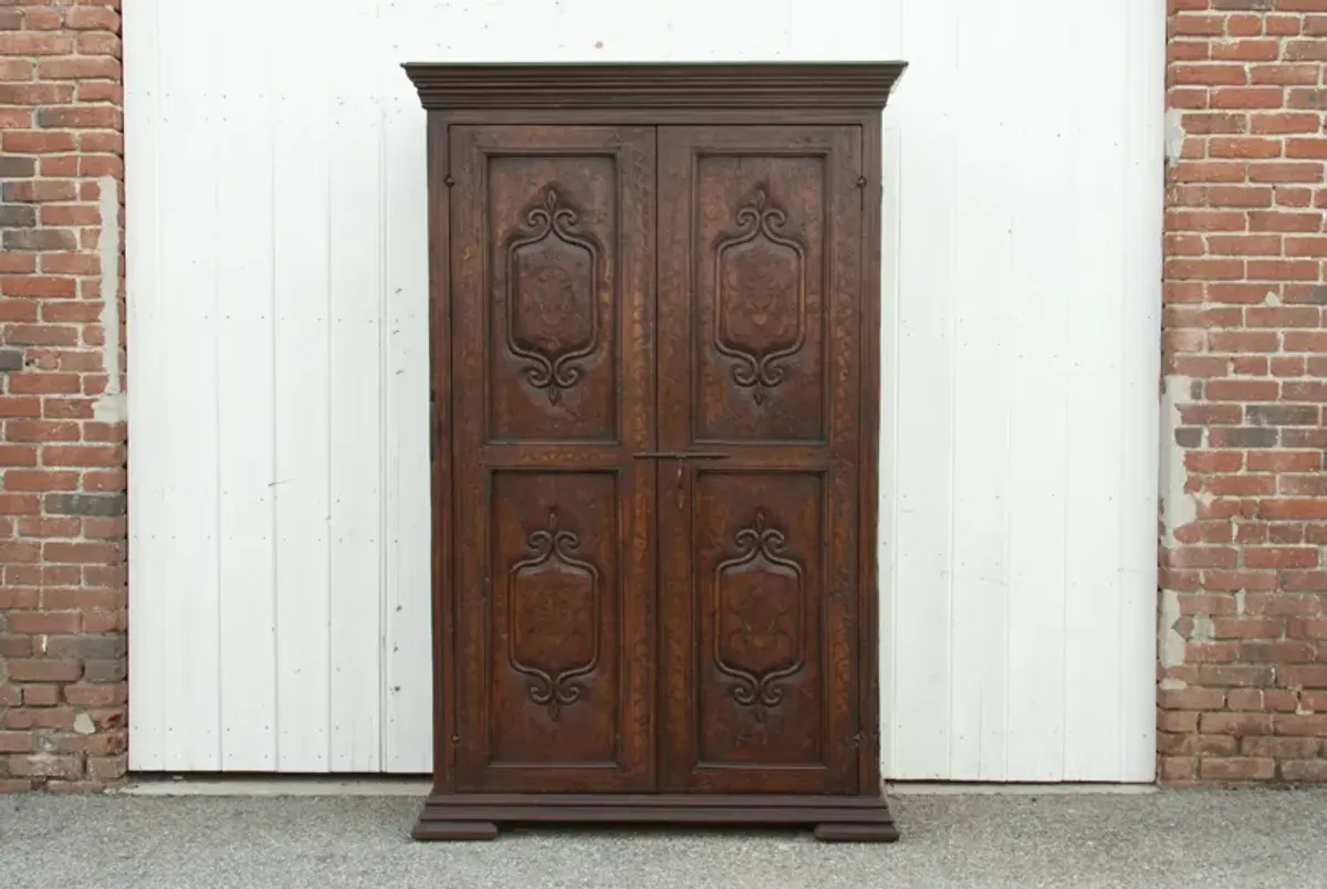 Antique "Fleur de Lis" Marquetry Armoire - de-cor - Brown