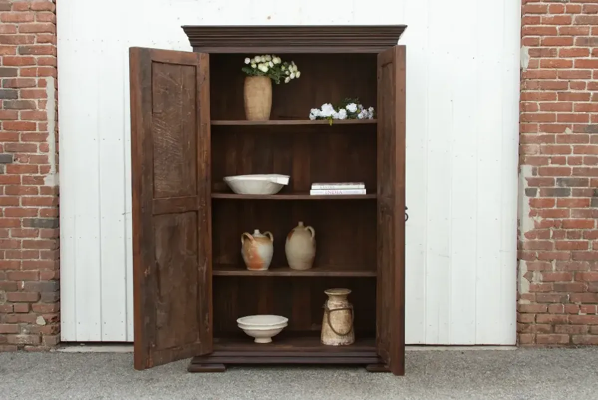 Antique "Fleur de Lis" Marquetry Armoire - de-cor - Brown