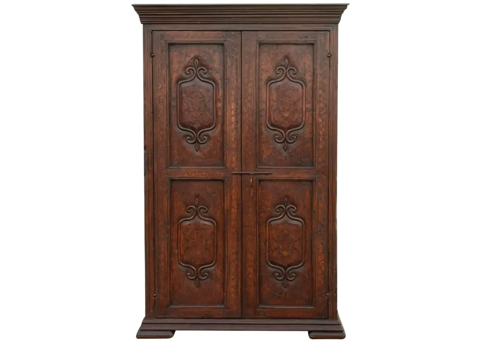 Antique "Fleur de Lis" Marquetry Armoire - de-cor - Brown