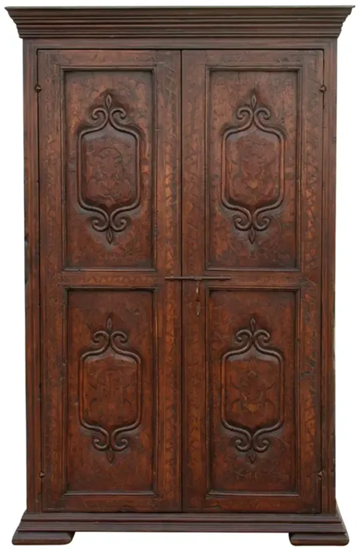 Antique "Fleur de Lis" Marquetry Armoire - de-cor - Brown