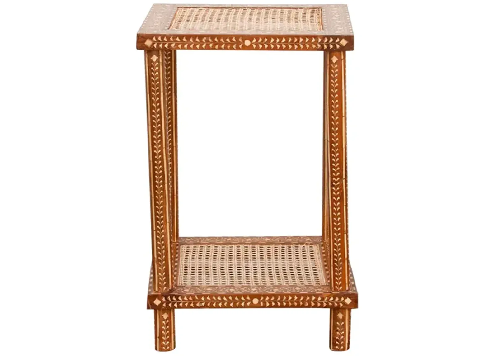 Light Walnut Colonial Inlay End Table - de-cor - Brown