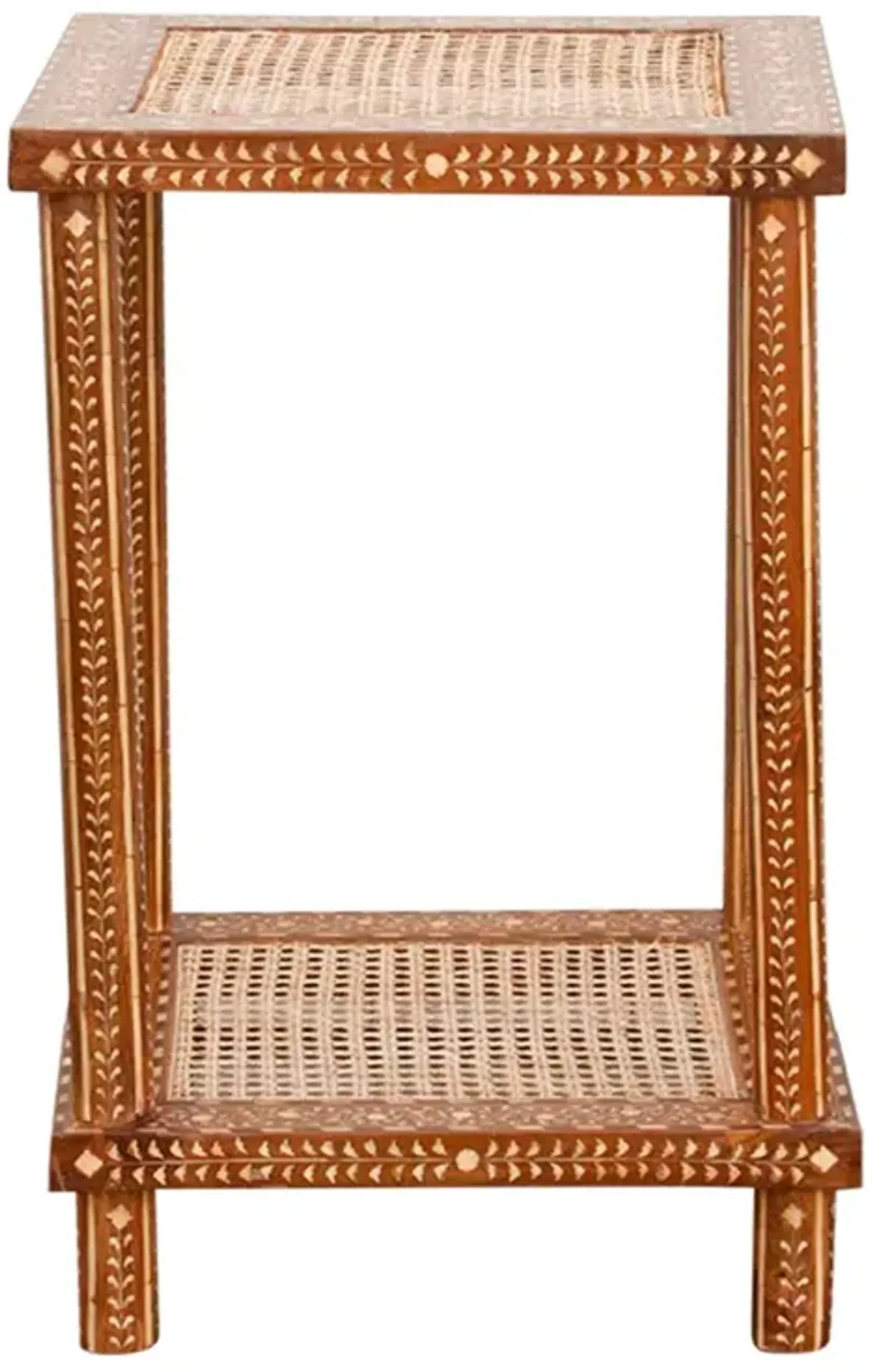 Light Walnut Colonial Inlay End Table - de-cor - Brown