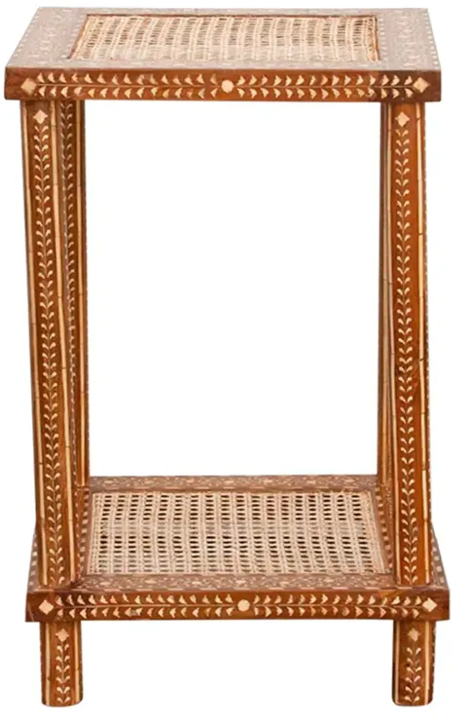 Light Walnut Colonial Inlay End Table - de-cor - Brown