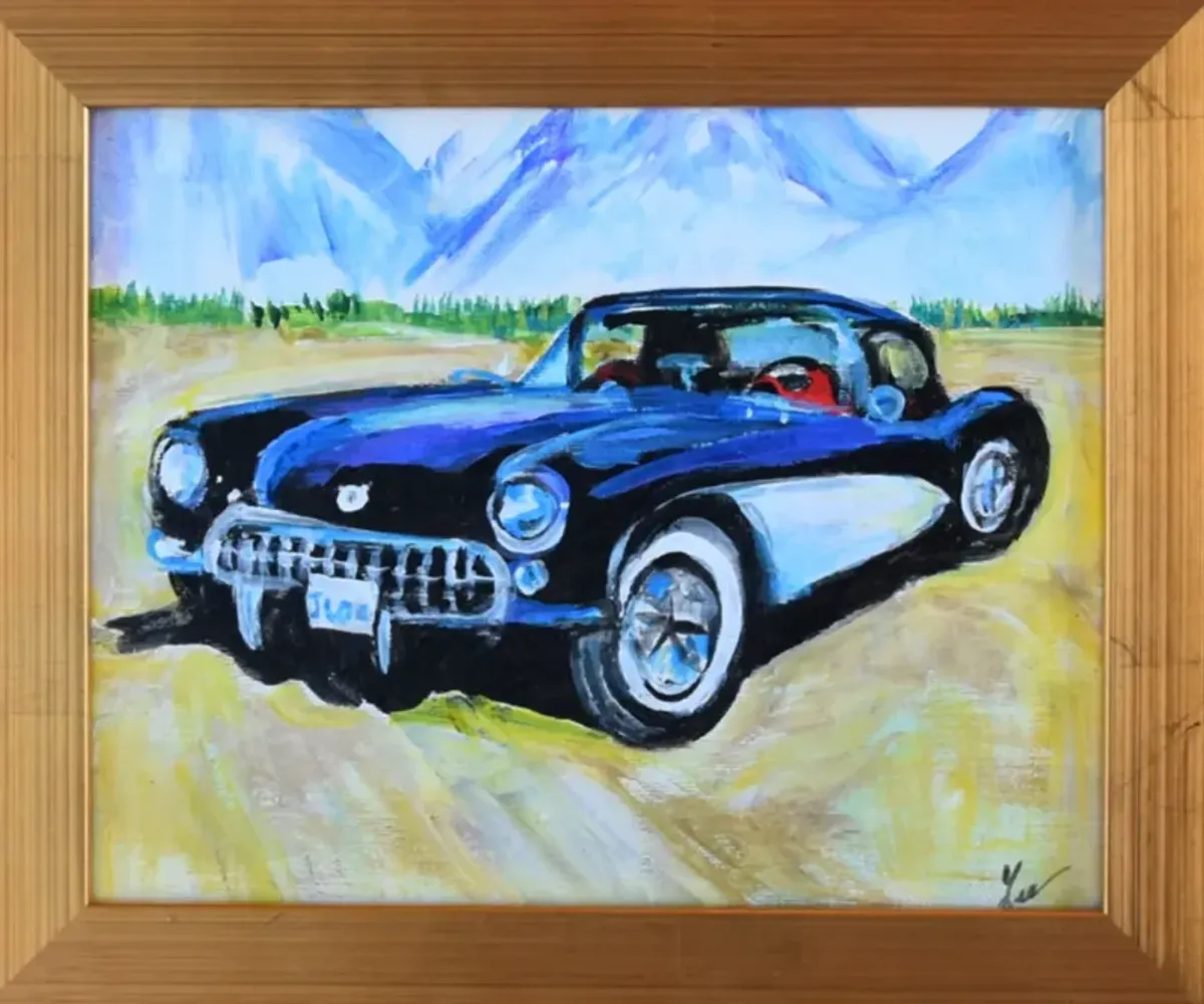 Classic '57 Chevy Corvette Car Painting - Blue