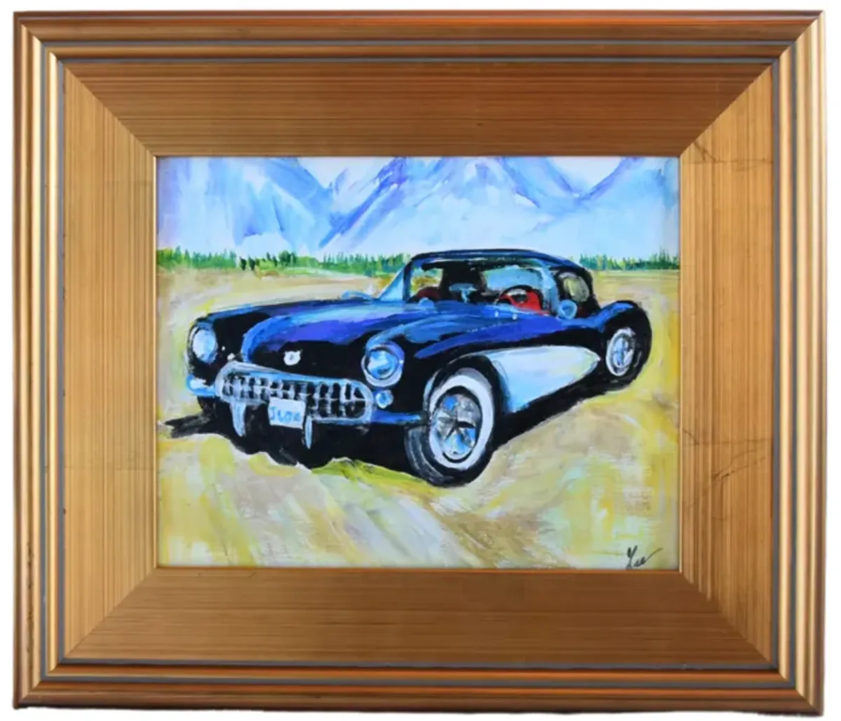 Classic '57 Chevy Corvette Car Painting - Blue