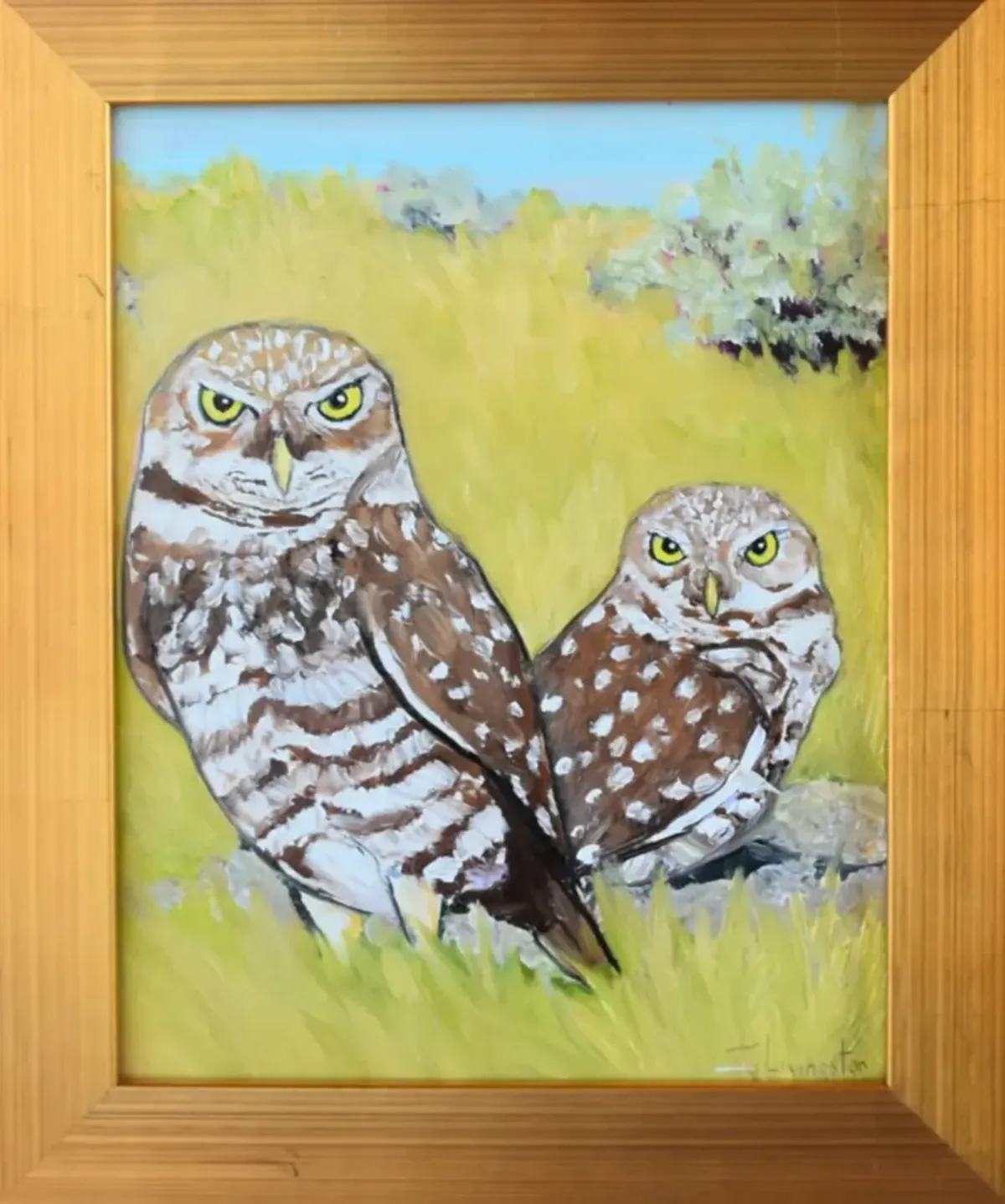 Rocky Mountains Pair of Owls Painting - Brown