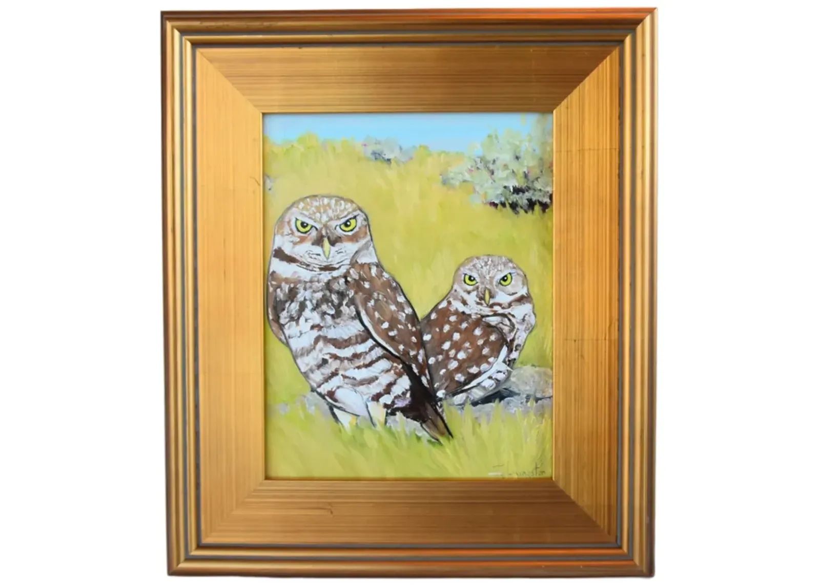 Rocky Mountains Pair of Owls Painting - Brown