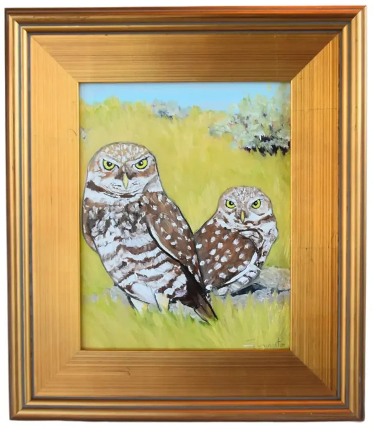 Rocky Mountains Pair of Owls Painting - Brown