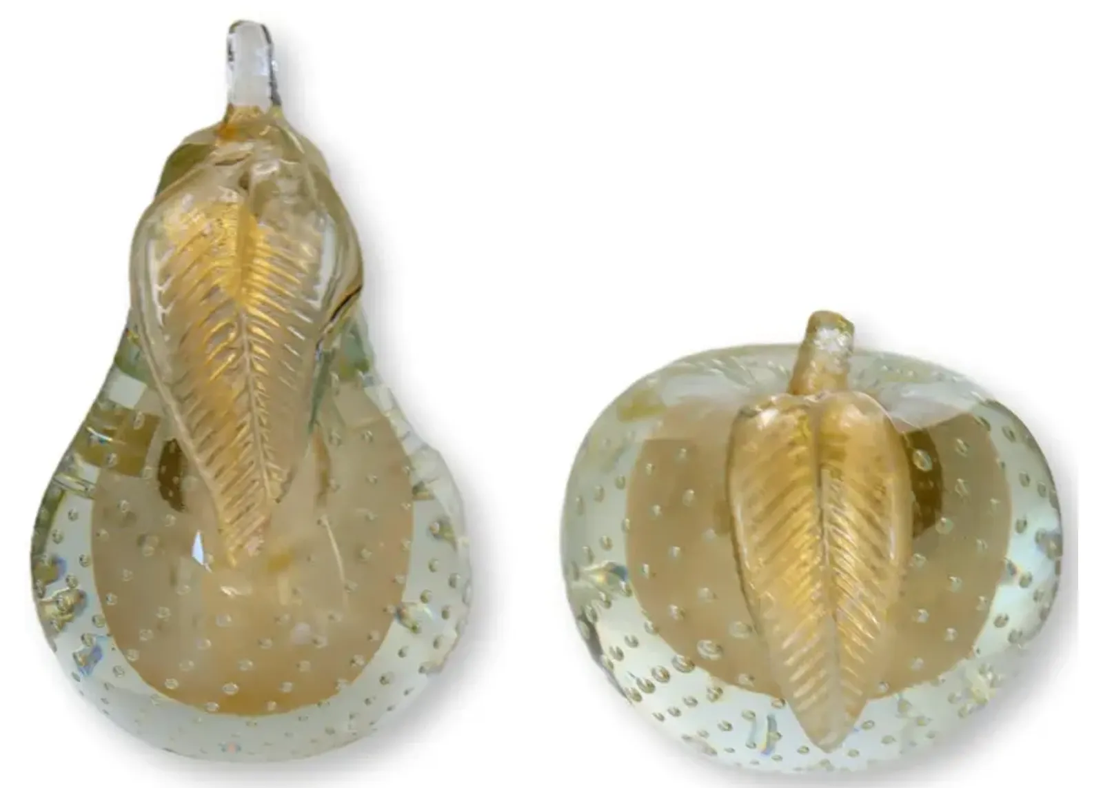 Italian Murano Glass Bookends - The Queens Landing - Gold