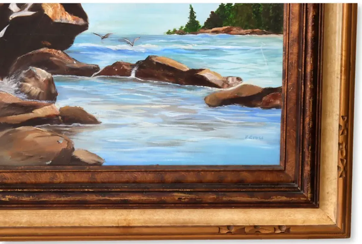 Midcentury California Seascape - The Queens Landing - Blue