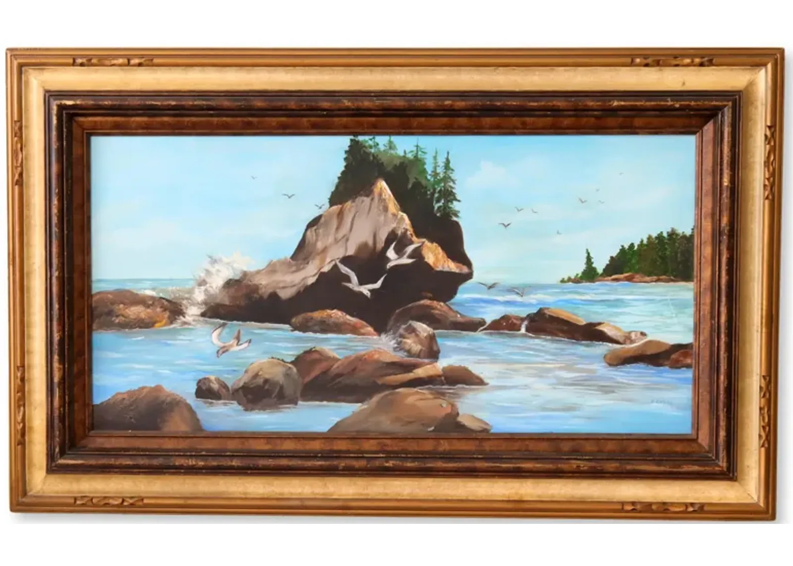 Midcentury California Seascape - The Queens Landing - Blue