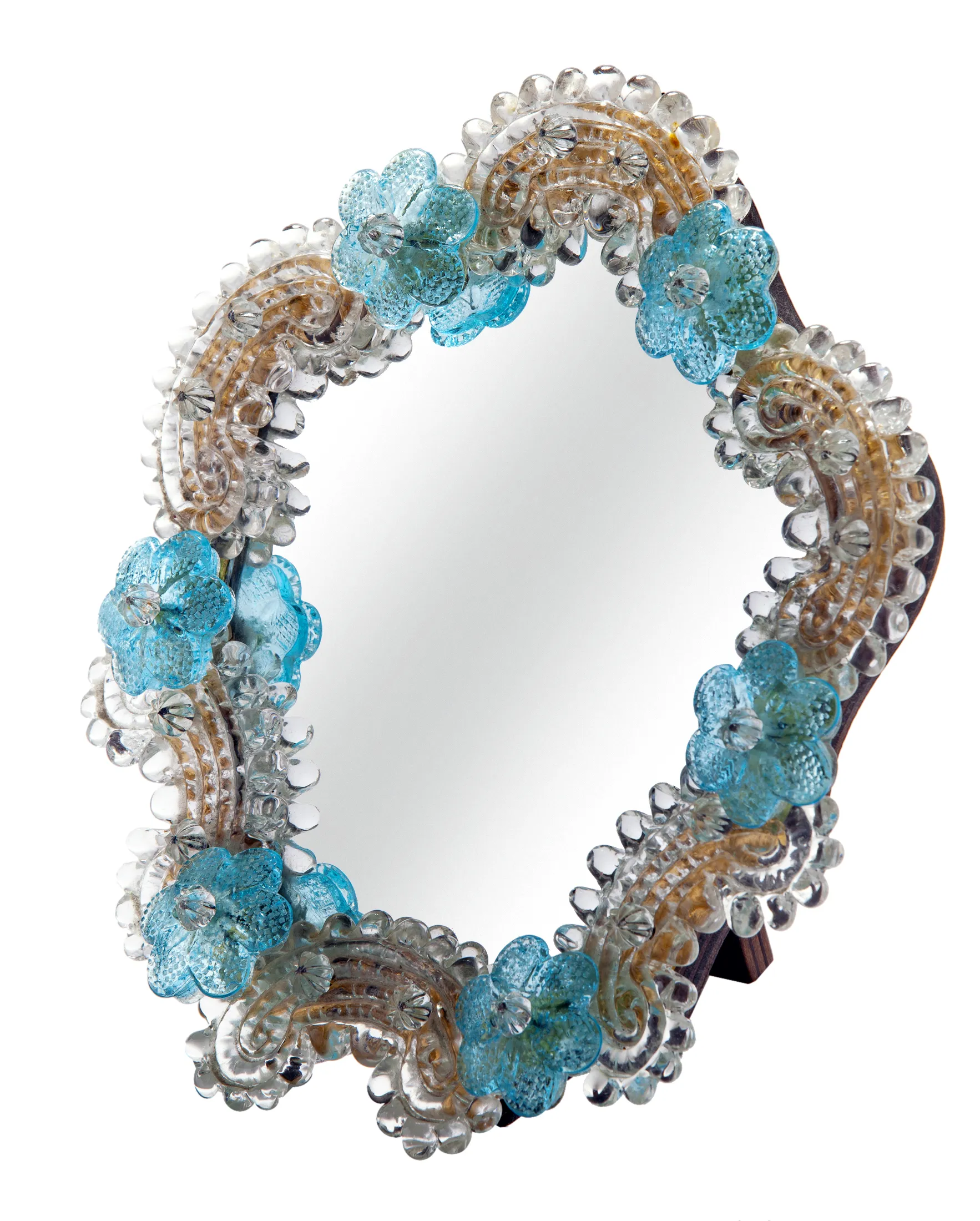 Handblown Venetian Glass Framed Mirror - Fleur de Lex Antiques - Blue