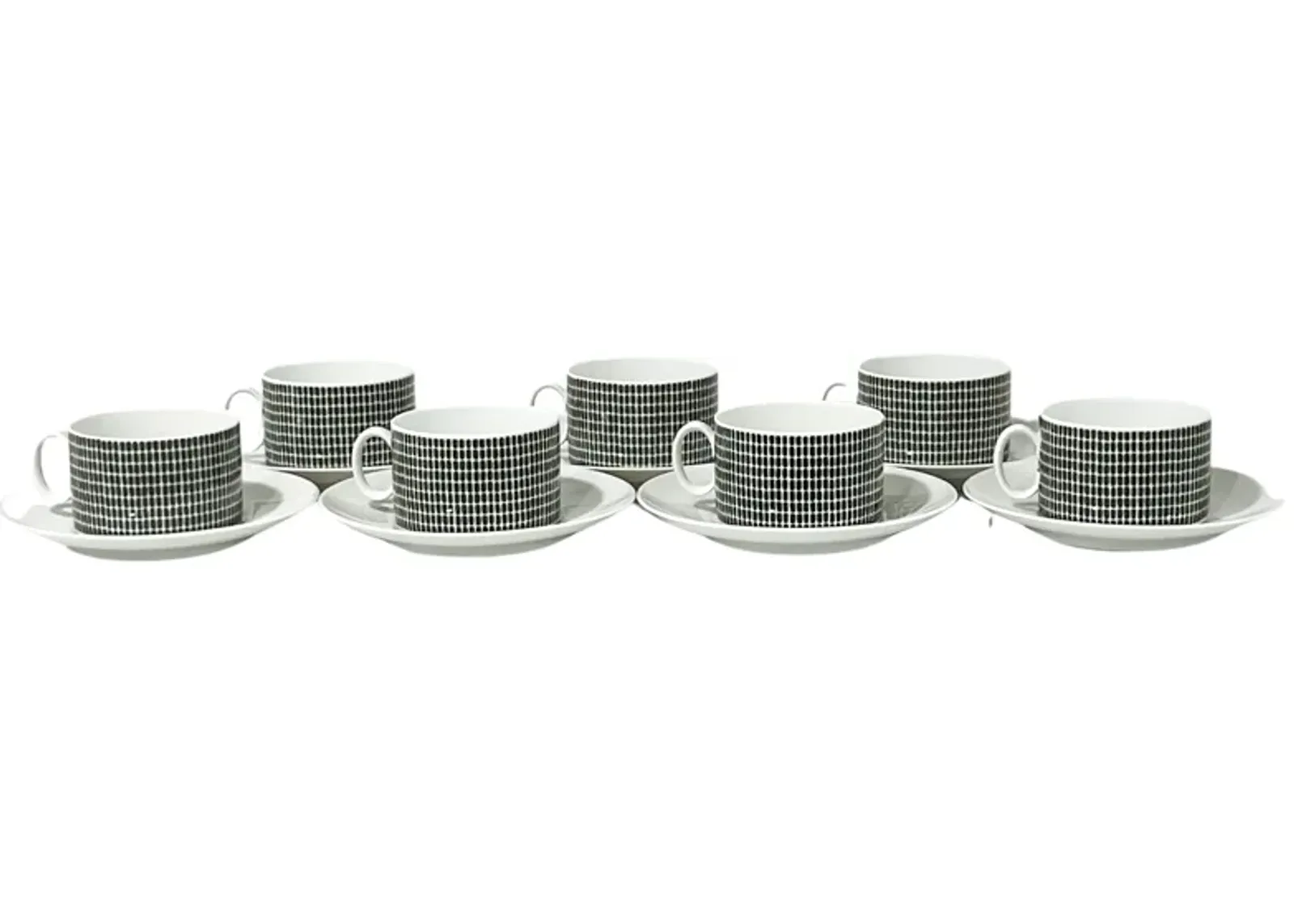 Thomas Mid-Century Mod Cups/Saucers - Set of 7 - Eat Drink Home - Brown