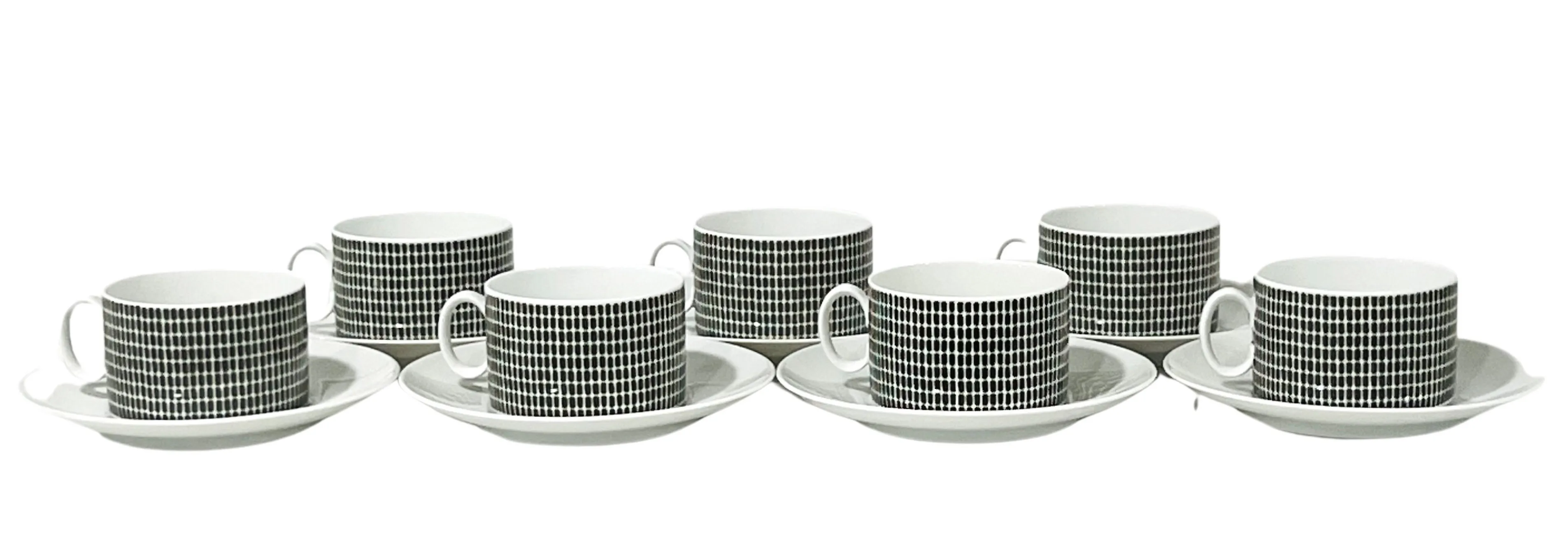 Thomas Mid-Century Mod Cups/Saucers - Set of 7 - Eat Drink Home - Brown