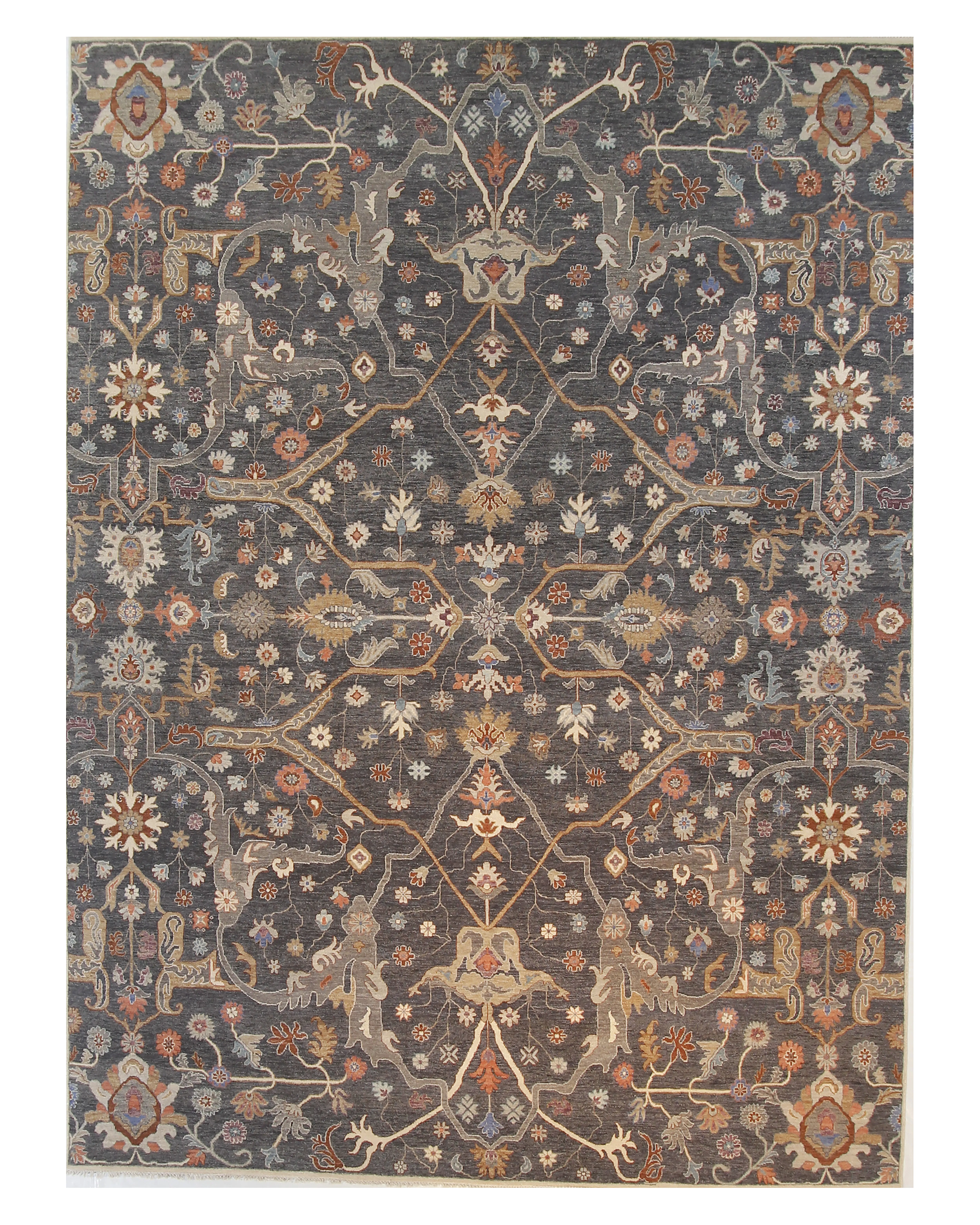 9" x 12" Oushak Rug - Charcoal - F.J. Kashanian - Gray - Gray