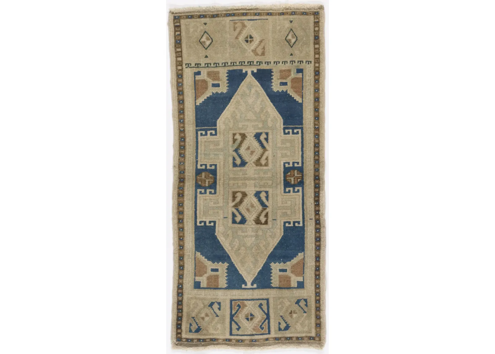 Turkish Yastik Area Rug 1'9 X 3' - Blue - Blue