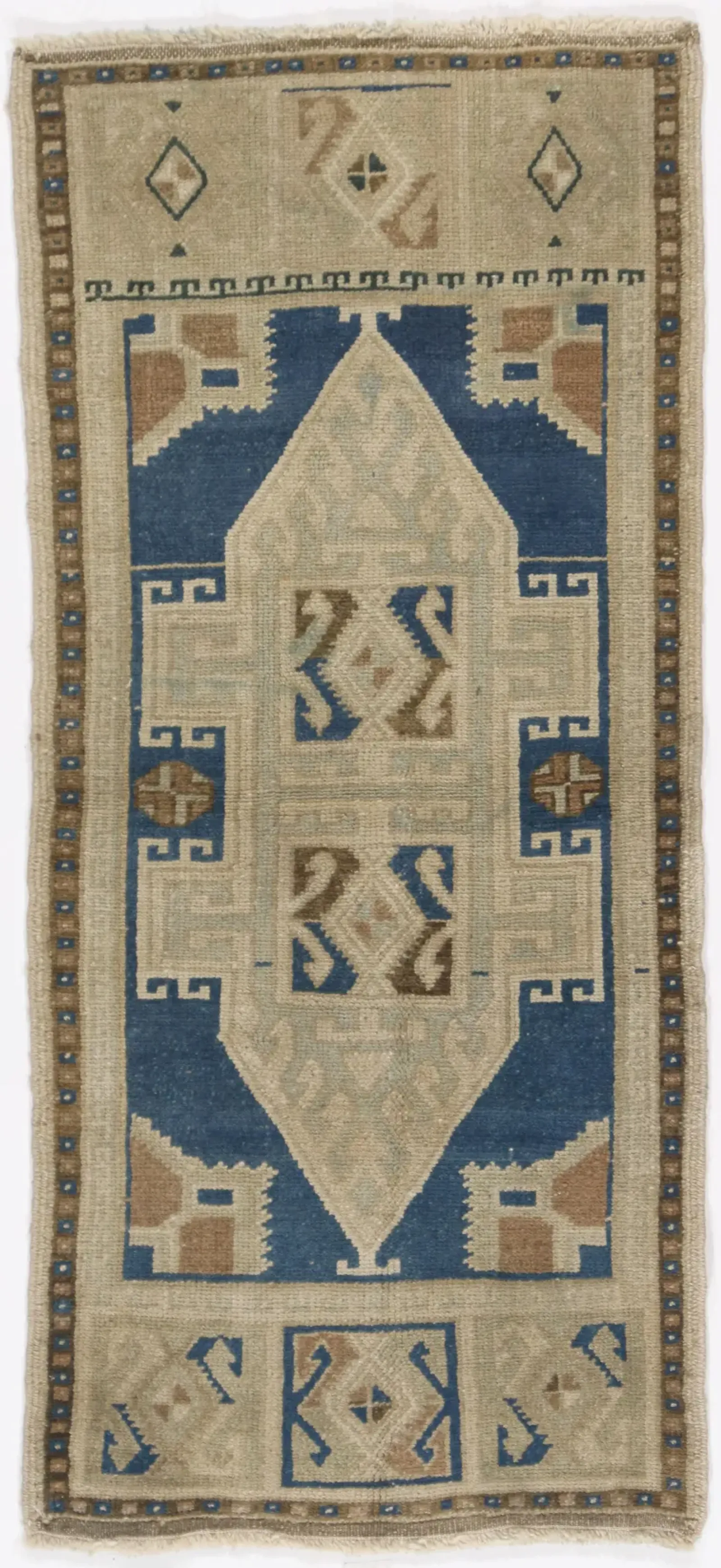 Turkish Yastik Area Rug 1'9 X 3' - Blue - Blue