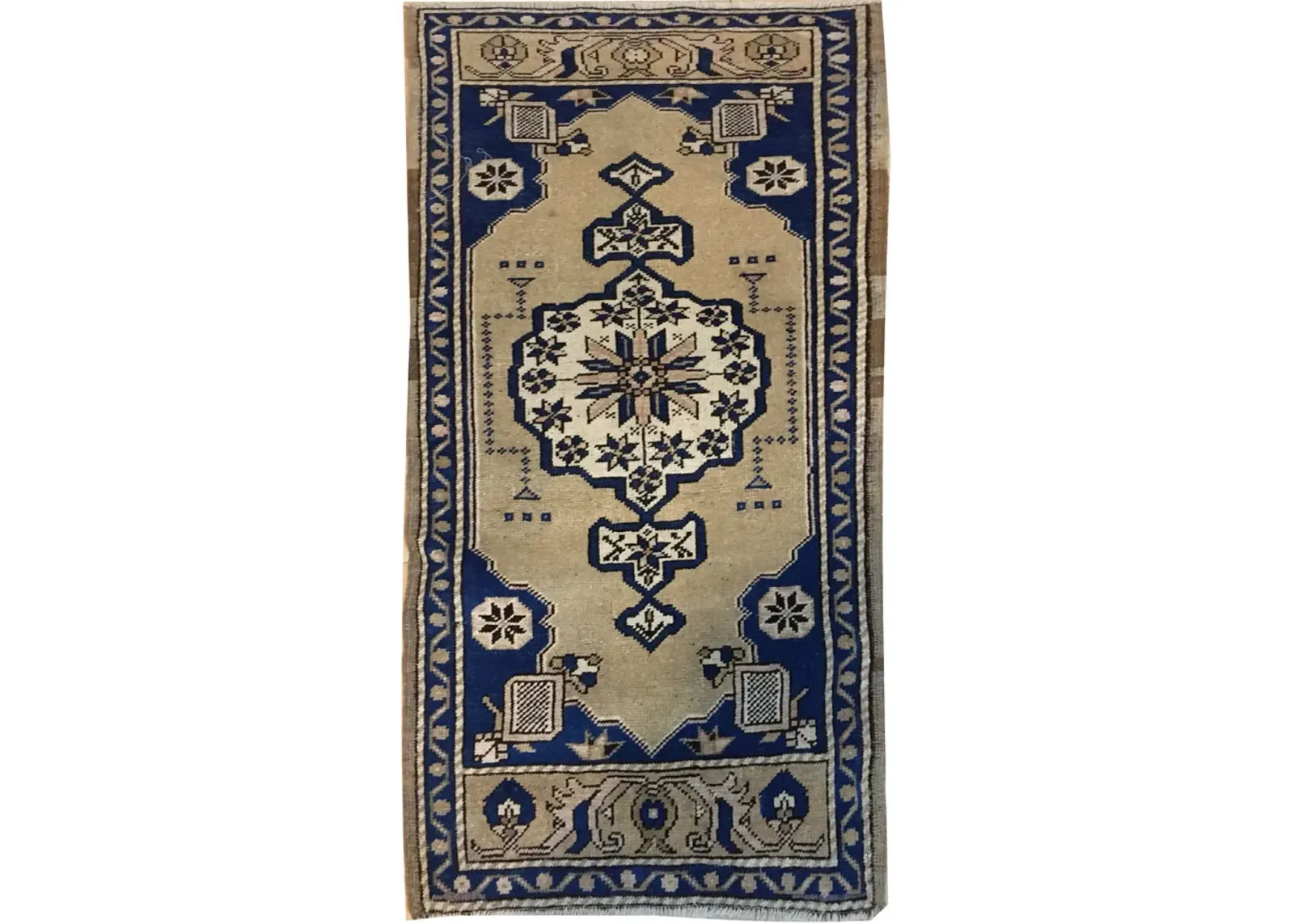 Turkish Yastik Area Rug 1'10 X 4' - Beige - Beige