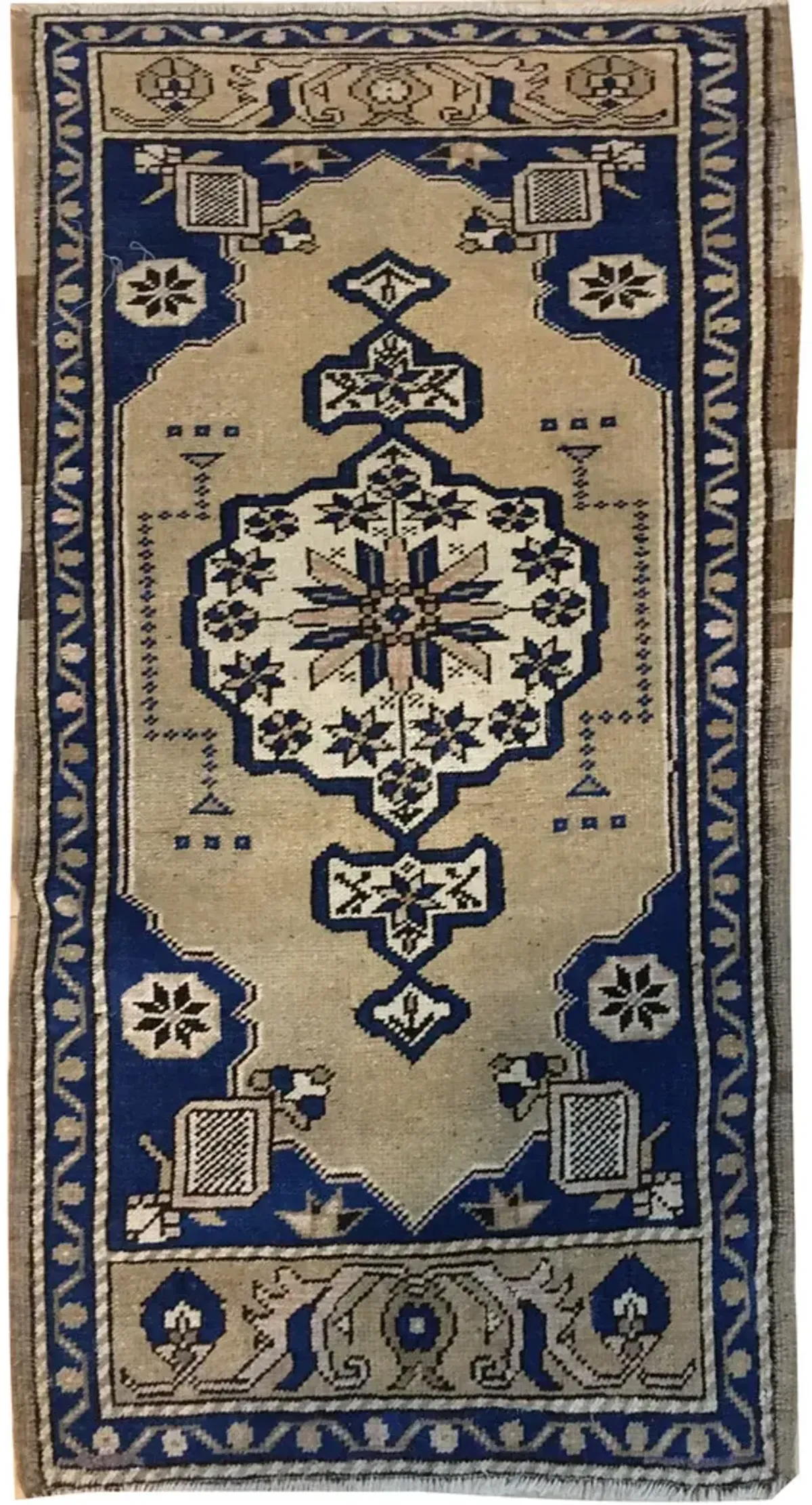 Turkish Yastik Area Rug 1'10 X 4' - Beige - Beige