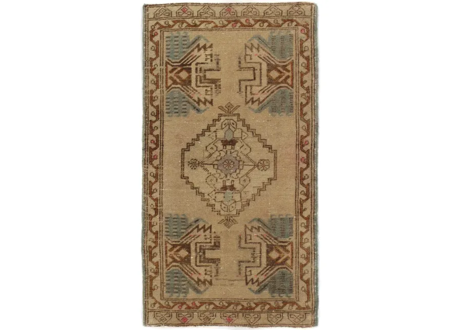 Turkish Beige Yastik Area Rug - 1'9 X 3'2 - Beige