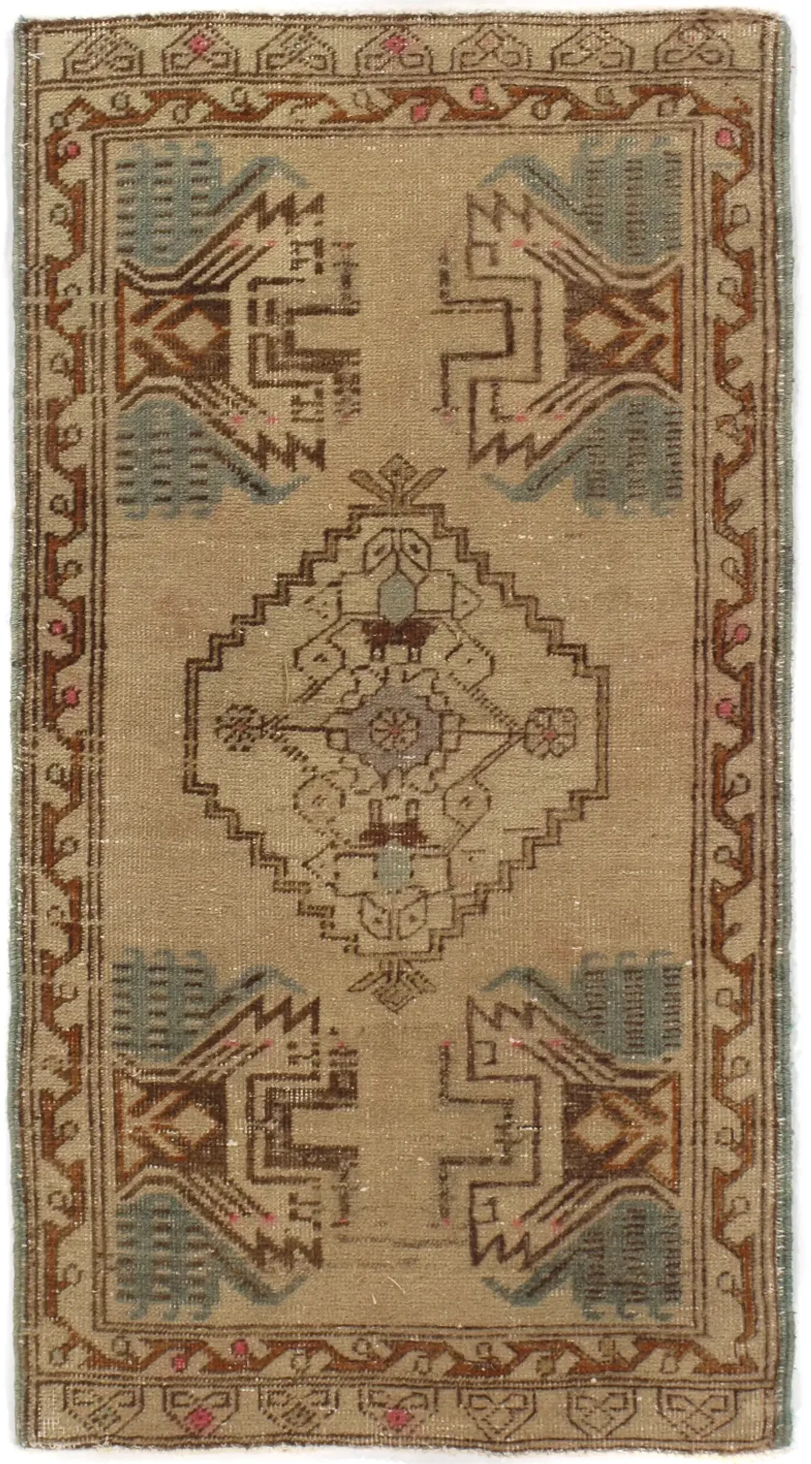 Turkish Beige Yastik Area Rug - 1'9 X 3'2 - Beige