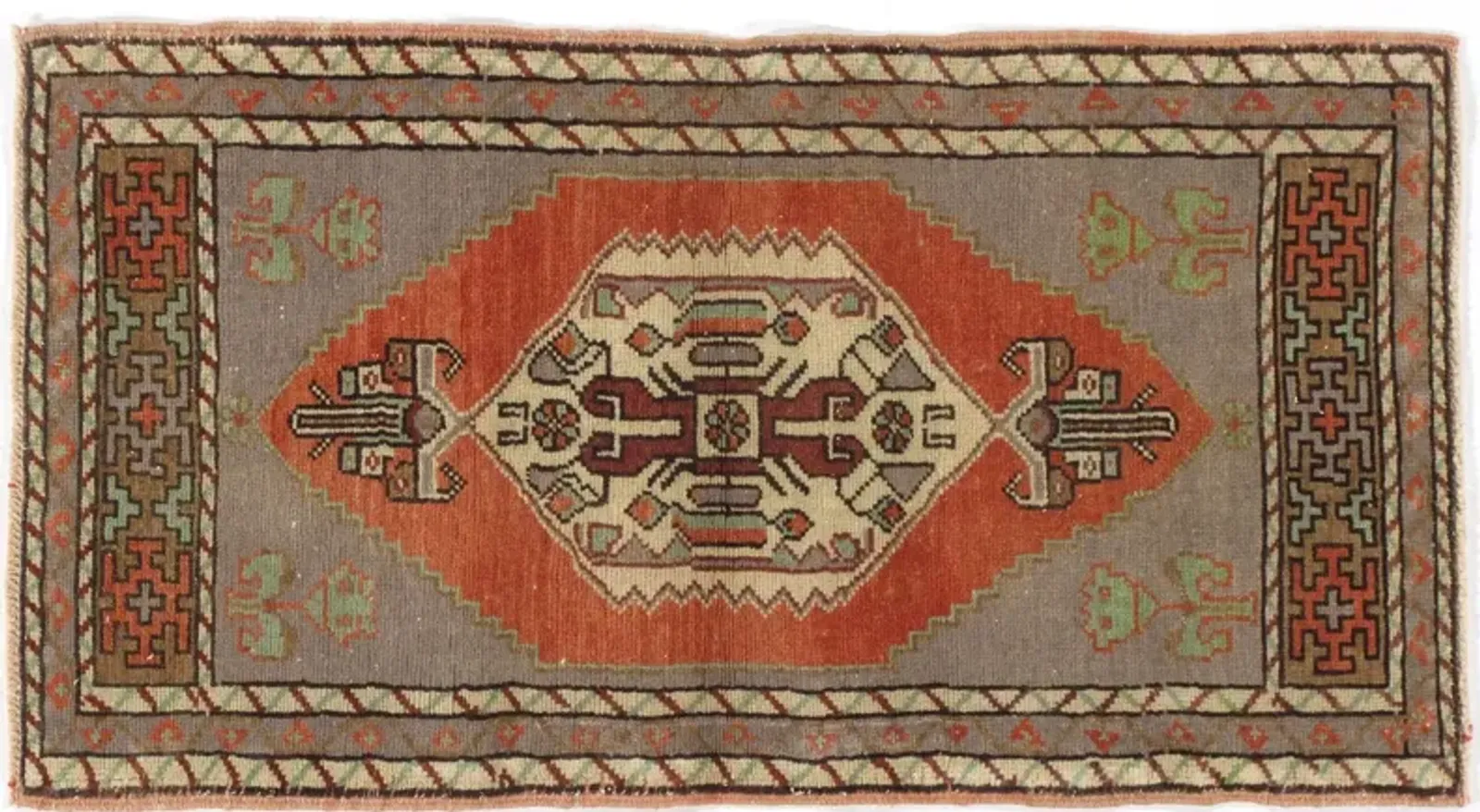 Turkish Yastik Area Rug - 1'10 X 3'4 - Brown - Brown