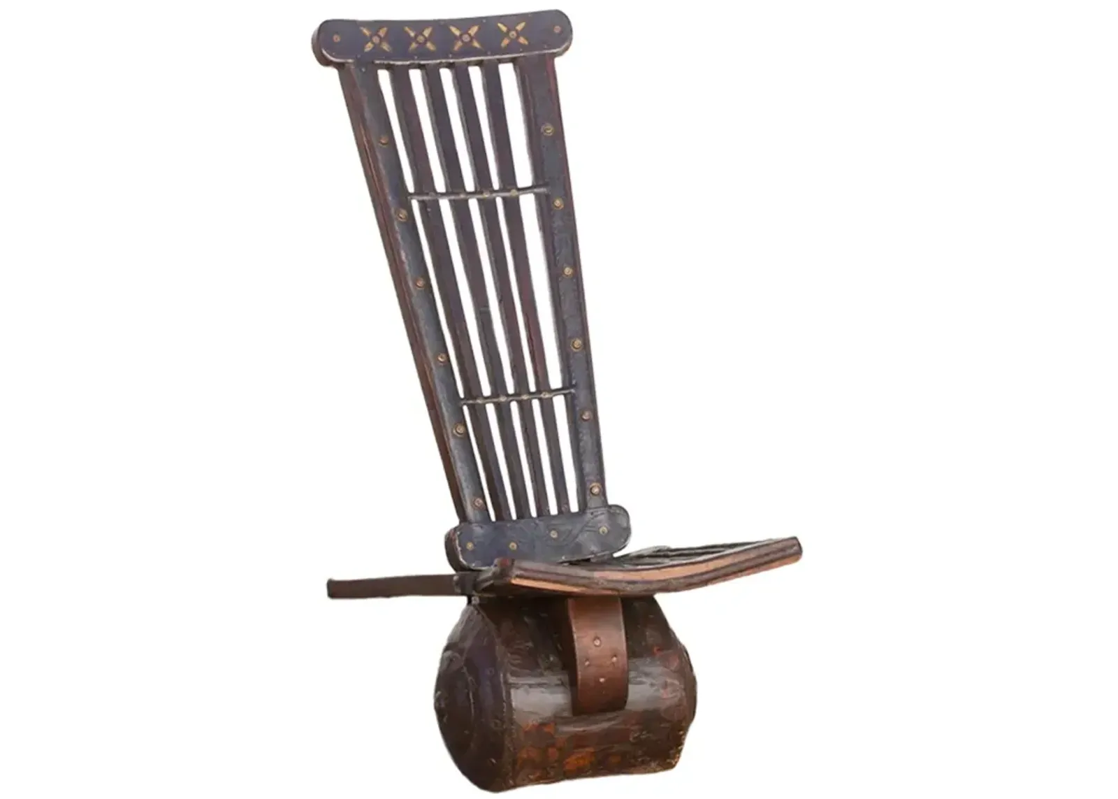 Wood & Metal Tribal Wheel Chair - de-cor - Brown