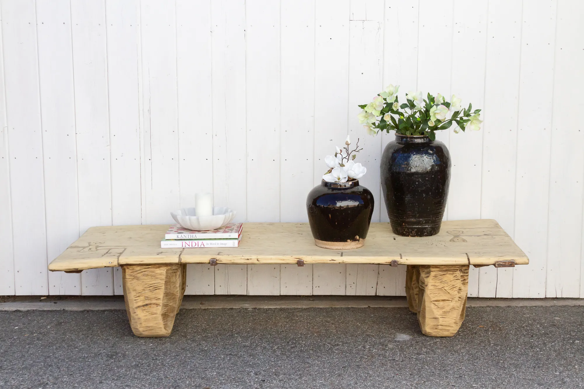 Antique Bleached Wood Naga Table - de-cor - Brown