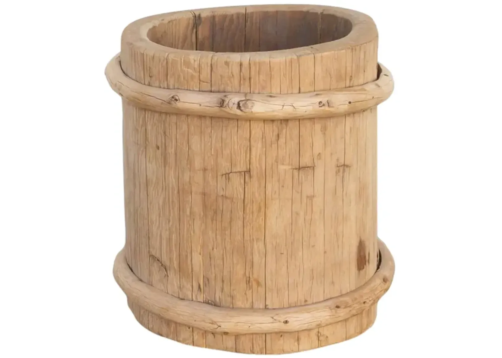 Bleached Wood & Bamboo Container - de-cor - Brown