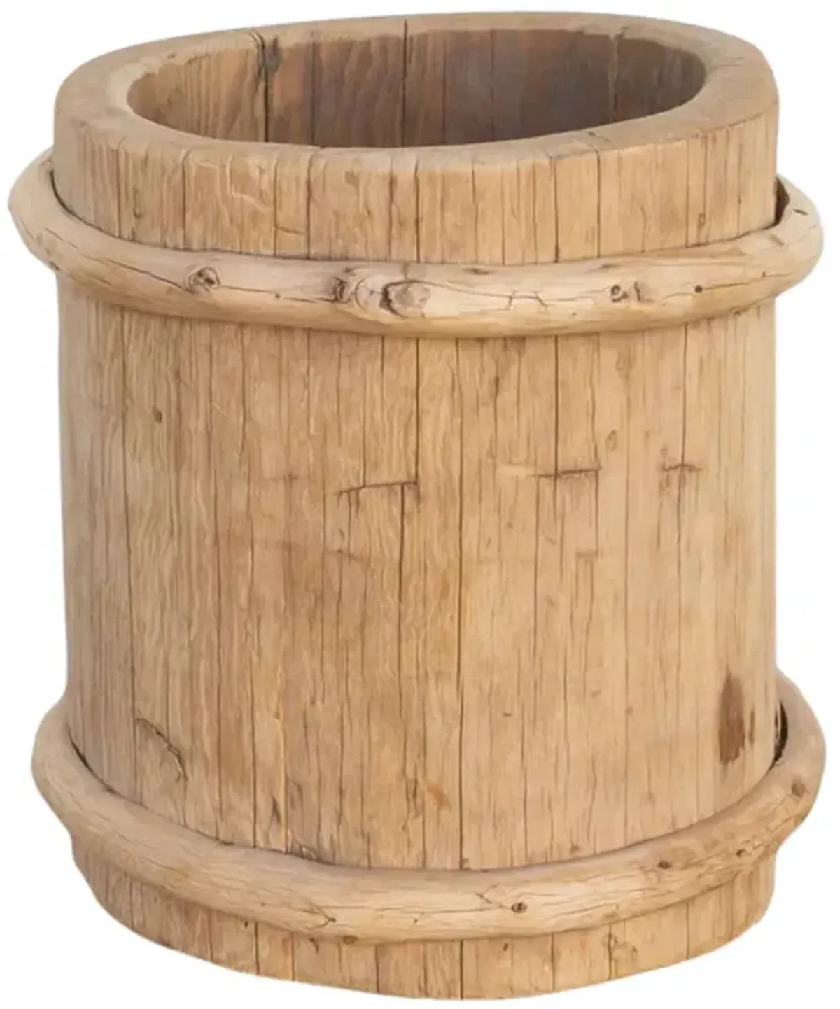 Bleached Wood & Bamboo Container - de-cor - Brown