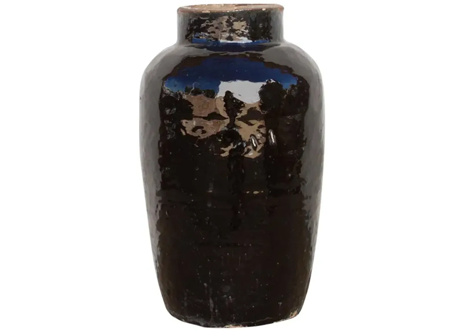 Vintage Tall Asian Martaban Jar - de-cor - Brown