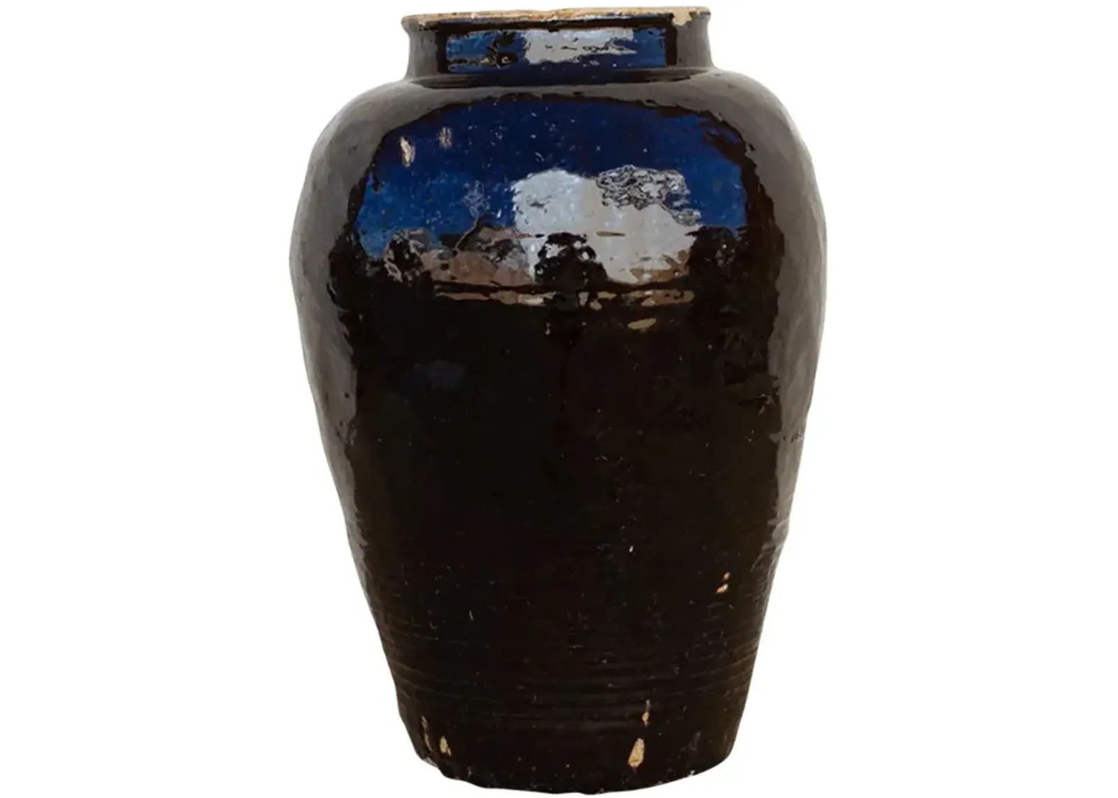 Tall Glazed Brown Martaban Jar - de-cor