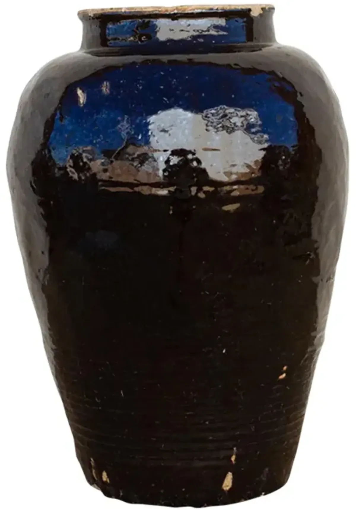 Tall Glazed Brown Martaban Jar - de-cor