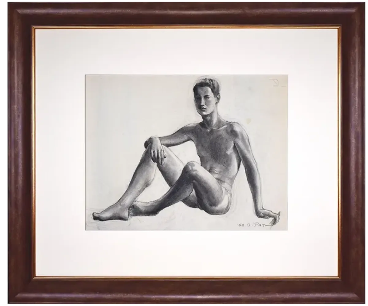 Nude Male Drawing by Pattengill 1934 - Antiquarian Art Company - Black