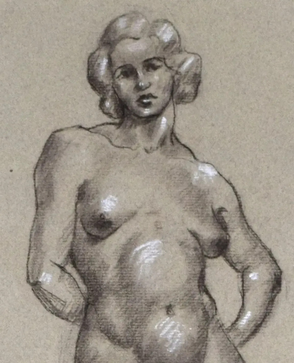 Art Deco Female Nude Drawing -Pattengill - Antiquarian Art Company - Black